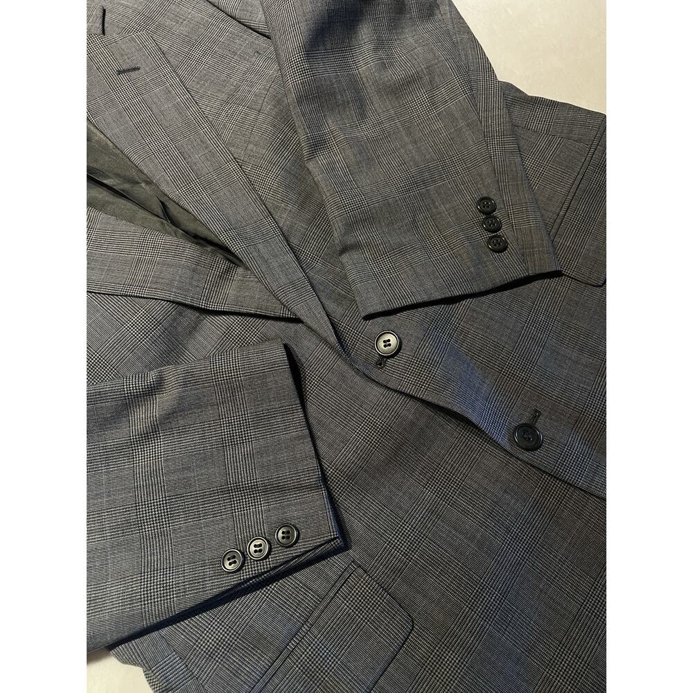Brooks Brothers Brooksease 43R 38x28 Gray Blue Glen Plaid Suit Short Arms - Picture 6 of 16